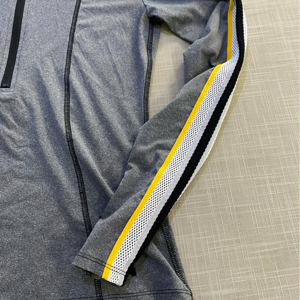 PINK Victoria Secret long-sleeve, half zip jacket- grey, yellow. Women’s size S - Picture 5 of 16